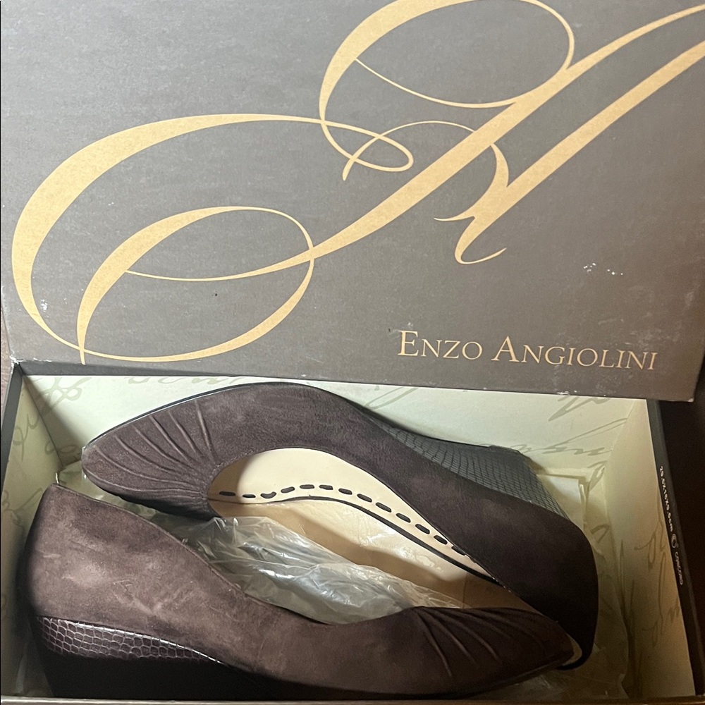 Enzo Angiolini Dark Brown Suede Wedges